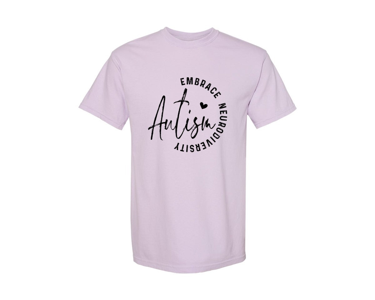 brand:Comfort Colors|color:Orchid|Embrace Neurodiversity Autism Graphic T-Shirt