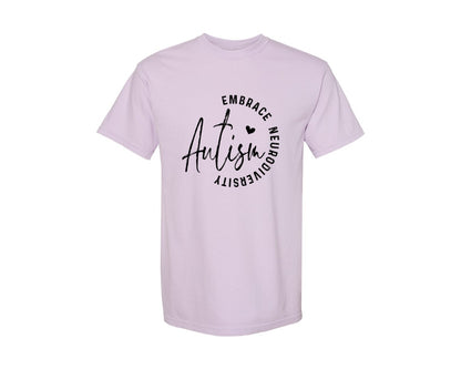 brand:Comfort Colors|color:Orchid|Embrace Neurodiversity Autism Graphic T-Shirt