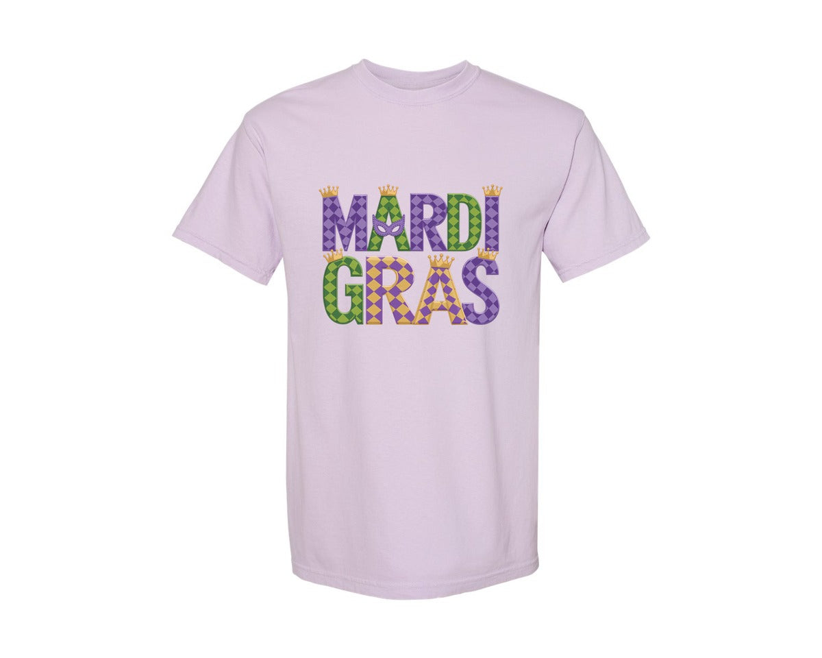 brand:Comfort Colors|color:Orchid|Mardi Gras Festive Des Graphic T-Shirt