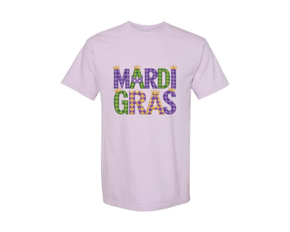 brand:Comfort Colors|color:Orchid|Mardi Gras Festive Des Graphic T-Shirt
