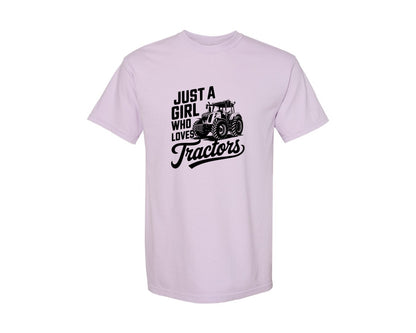 brand:Comfort Colors|color:Orchid|Just A Girl Who Loves Tractors T Shi Graphic T-Shirt