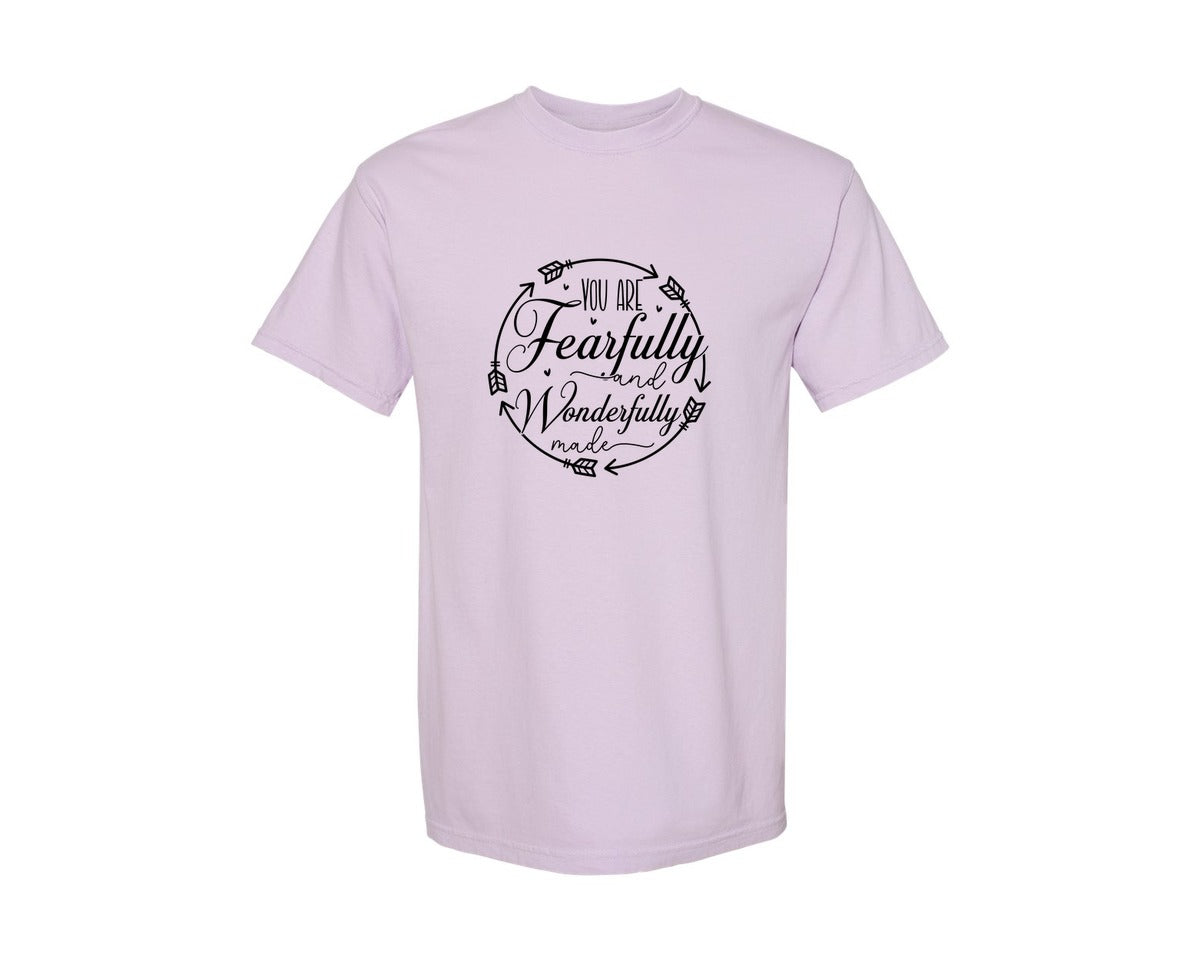 brand:Comfort Colors|color:Orchid|You Are Fearfully And Sleeve Design Graphic T-Shirt