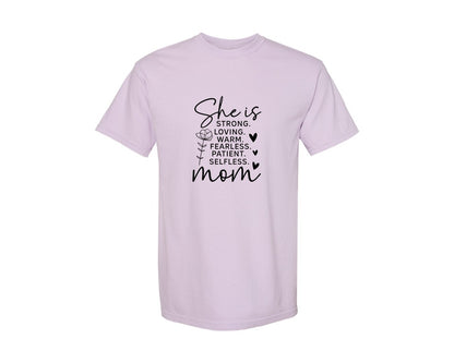 brand:Comfort Colors|color:Orchid|She Is Strong Loved Mama Graphic T-Shirt