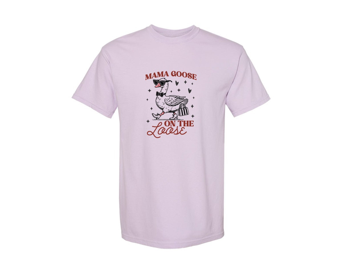 brand:Comfort Colors|color:Orchid|Mama Goose On The Loose Pngtrendy Funny Graphic T-Shirt