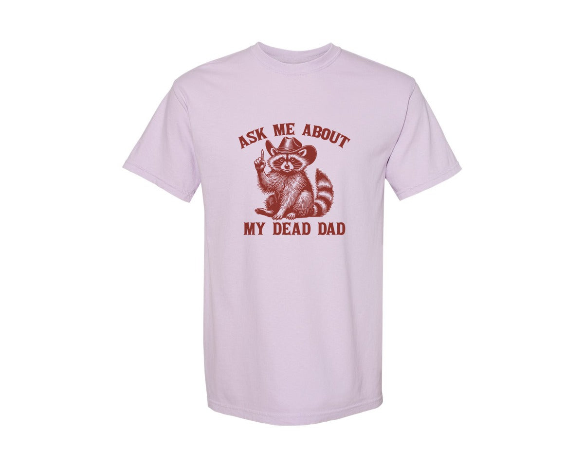 brand:Comfort Colors|color:Orchid|Dead Dad Club Unhinged Meme Raccoon Graphic T-Shirt