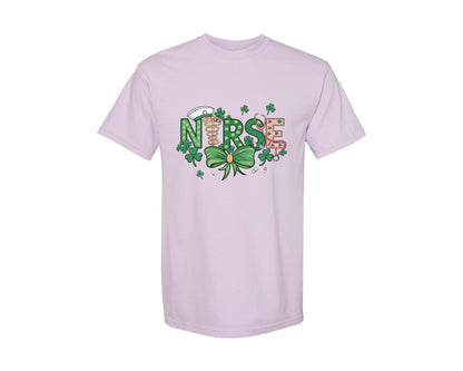 brand:Comfort Colors|color:Orchid|St Patricks Day Nurse Lucky Nurse 6 Graphic T-Shirt
