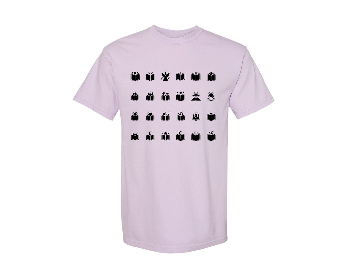 brand:Comfort Colors|color:Orchid|Open Book With Fantasy Graphic T-Shirt