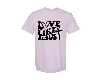 brand:Comfort Colors|color:Orchid|Love Like Jesus Wavy 2 Graphic T-Shirt