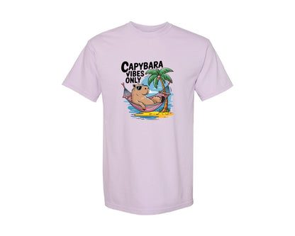 brand:Comfort Colors|color:Orchid|Capybara Vibes Only Summer T Shirt Print Graphic T-Shirt