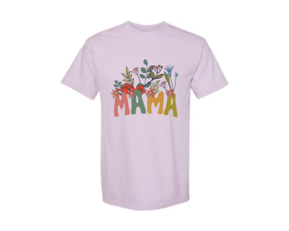 brand:Comfort Colors|color:Orchid|Mama Shirt Wildflowers Mama Shirt Graphic T-Shirt