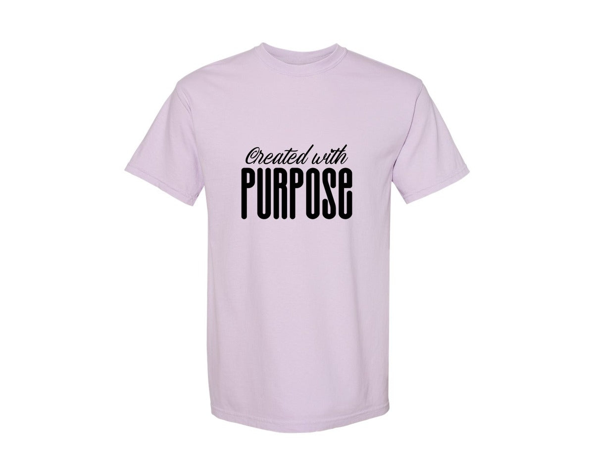 brand:Comfort Colors|color:Orchid|Created With Purpose Sleeve Design Graphic T-Shirt