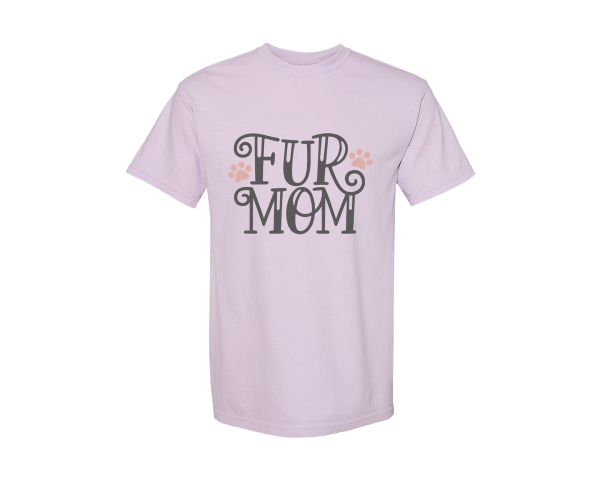 brand:Comfort Colors|color:Orchid|Fur Mom Cute Crazy Cat Lady Quote 2 Graphic T-Shirt
