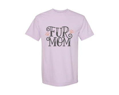 brand:Comfort Colors|color:Orchid|Fur Mom Cute Crazy Cat Lady Quote 2 Graphic T-Shirt