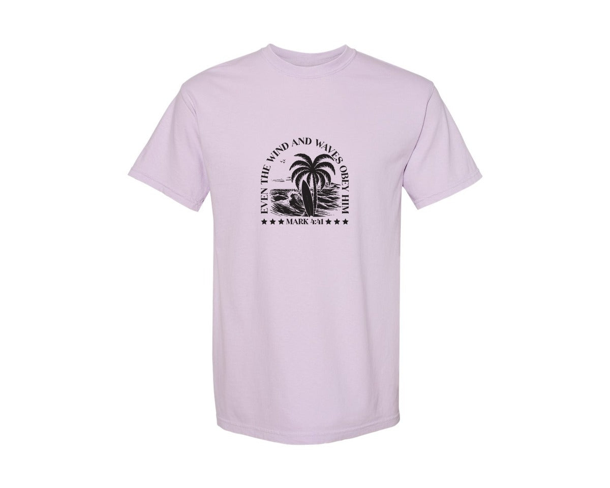 brand:Comfort Colors|color:Orchid|Wind And Waves Obey Him Mark 441 Graphic T-Shirt