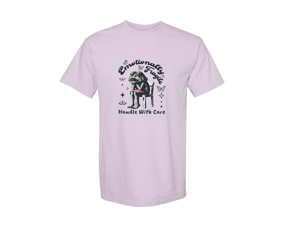brand:Comfort Colors|color:Orchid|Frog Woman With Tears Emotionally Shirt Graphic T-Shirt