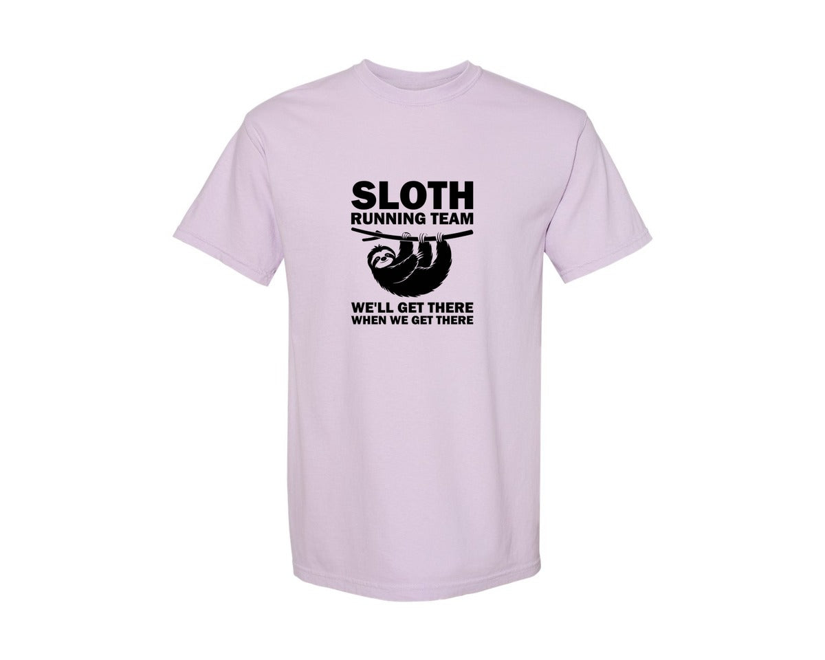 brand:Comfort Colors|color:Orchid|Sloth Running Team T Shirt 2 Graphic T-Shirt