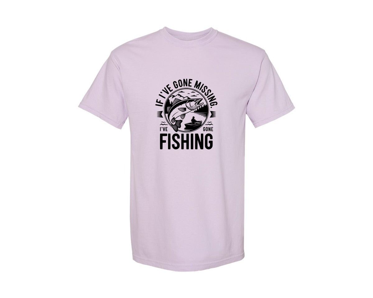 brand:Comfort Colors|color:Orchid|If Ive Gone Missing Ive Gone Fishing T Graphic T-Shirt