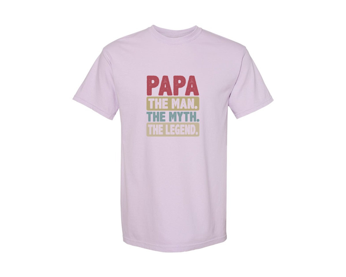 brand:Comfort Colors|color:Orchid|Papa Shirt Father Shirt Graphic T-Shirt