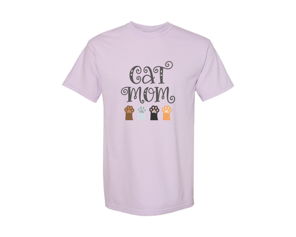 brand:Comfort Colors|color:Orchid|Cat Mom Cute Crazy Cat Lady Quote 2 Graphic T-Shirt