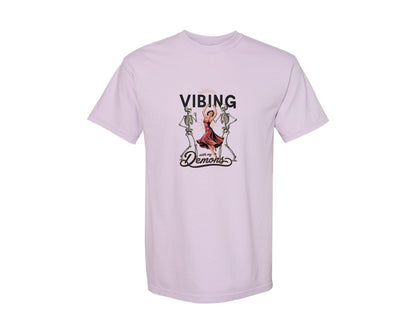 brand:Comfort Colors|color:Orchid|Vibing With My Demons Retro Gothic 2 Graphic T-Shirt