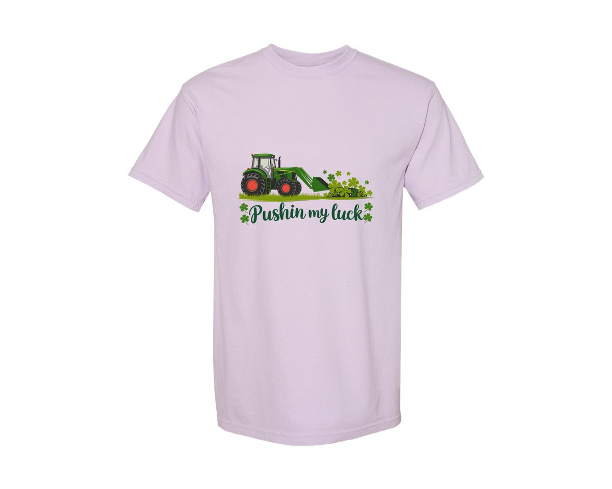 brand:Comfort Colors|color:Orchid|Pushin My Luck St Patricks Day 3 Graphic T-Shirt