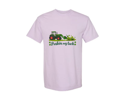 brand:Comfort Colors|color:Orchid|Pushin My Luck St Patricks Day 3 Graphic T-Shirt