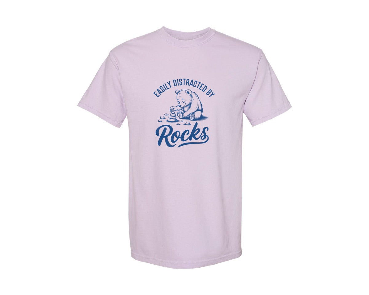 brand:Comfort Colors|color:Orchid|Easily Distracted By Rocks Design Graphic T-Shirt