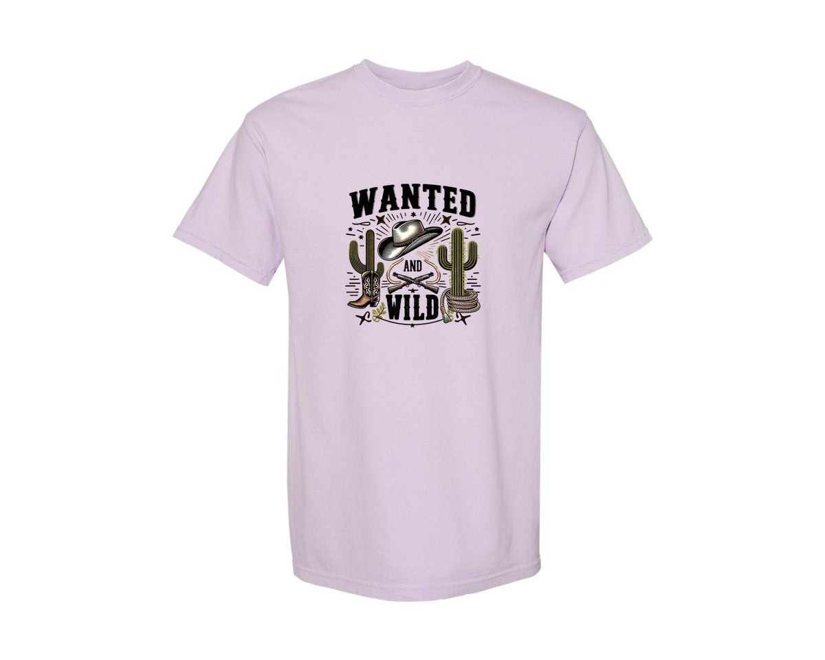 brand:Comfort Colors|color:Orchid|Western Wanted And Wild T Shirt Graphic T-Shirt