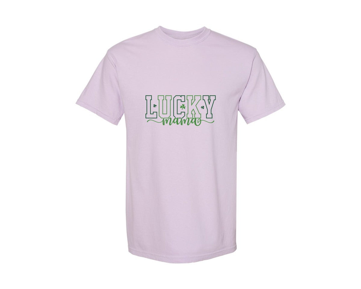 brand:Comfort Colors|color:Orchid|Shamrock Lucky Mama St Patricks Day Graphic T-Shirt