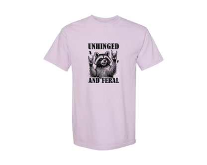 brand:Comfort Colors|color:Orchid|Unhinged And Feral Vintage Raccoon Meme Graphic T-Shirt