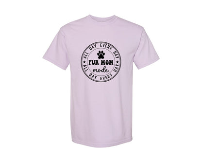 brand:Comfort Colors|color:Orchid|Fur Mom Funny Dog Mom Shirt Graphic T-Shirt