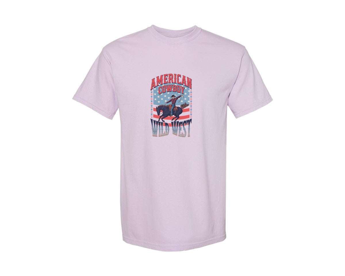 brand:Comfort Colors|color:Orchid|American Cowboy Wild West Vintage Graphic T-Shirt