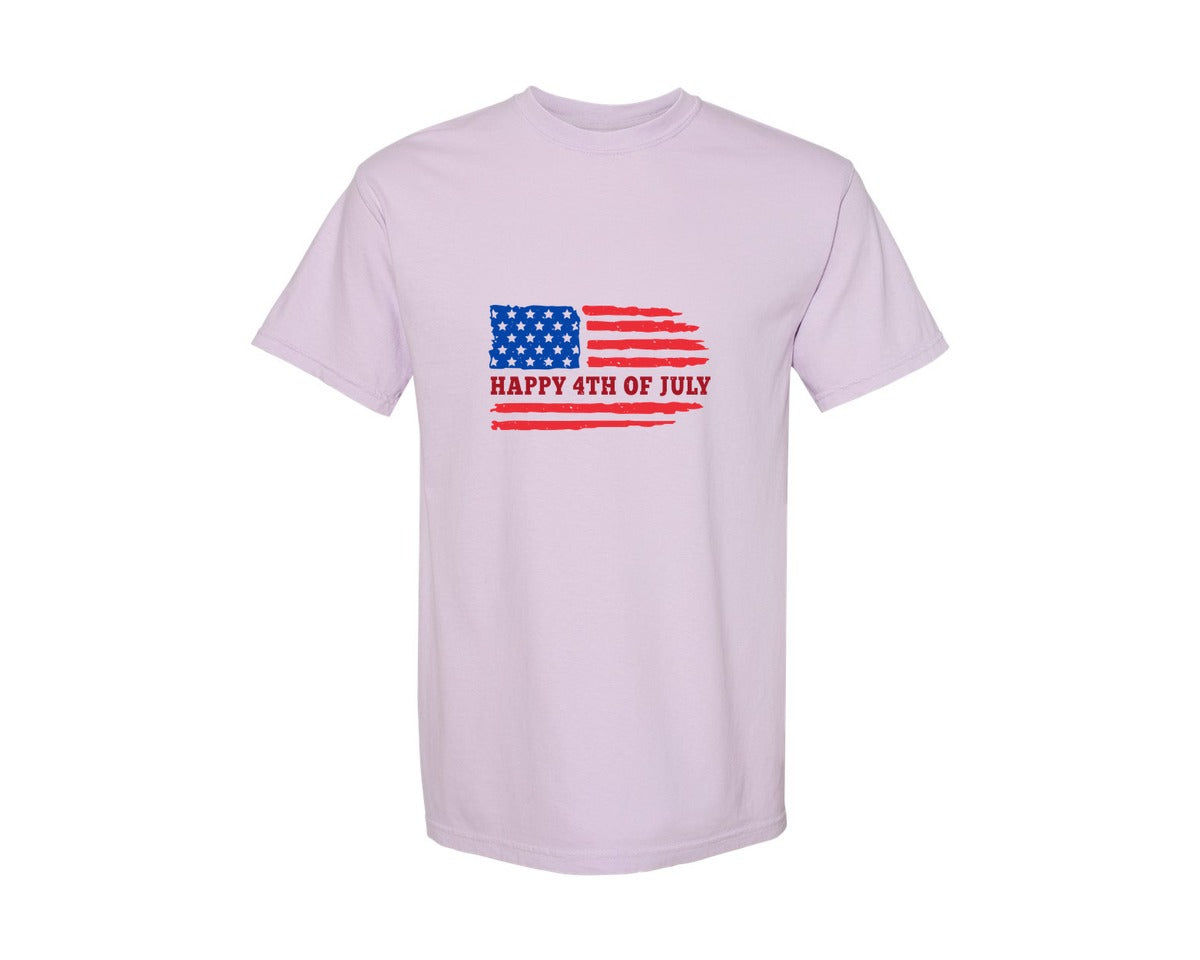 brand:Comfort Colors|color:Orchid|Happy 4Th Of July Flag Usa Graphic T-Shirt