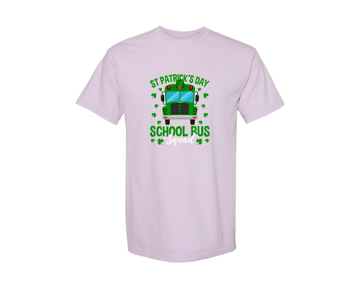 brand:Comfort Colors|color:Orchid|St Patricks Day School Bus Squad School 2 Graphic T-Shirt