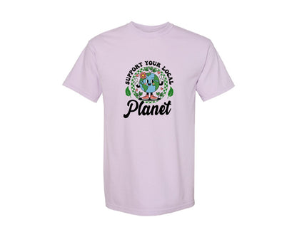 brand:Comfort Colors|color:Orchid|Earth Day Support Your Local Planet 2 Graphic T-Shirt