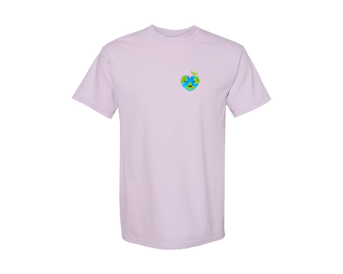 brand:Comfort Colors|color:Orchid|Love Heart Earth Globe Pocket Design Graphic T-Shirt