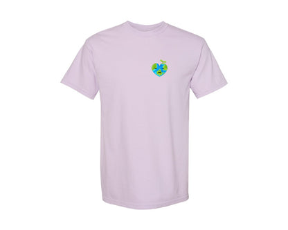 brand:Comfort Colors|color:Orchid|Love Heart Earth Globe Pocket Design Graphic T-Shirt
