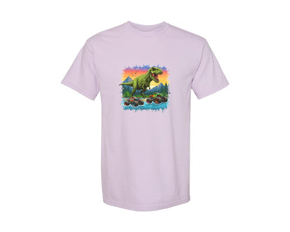 brand:Comfort Colors|color:Orchid|Dinosaur Monster Truck T Rex Graphic T-Shirt