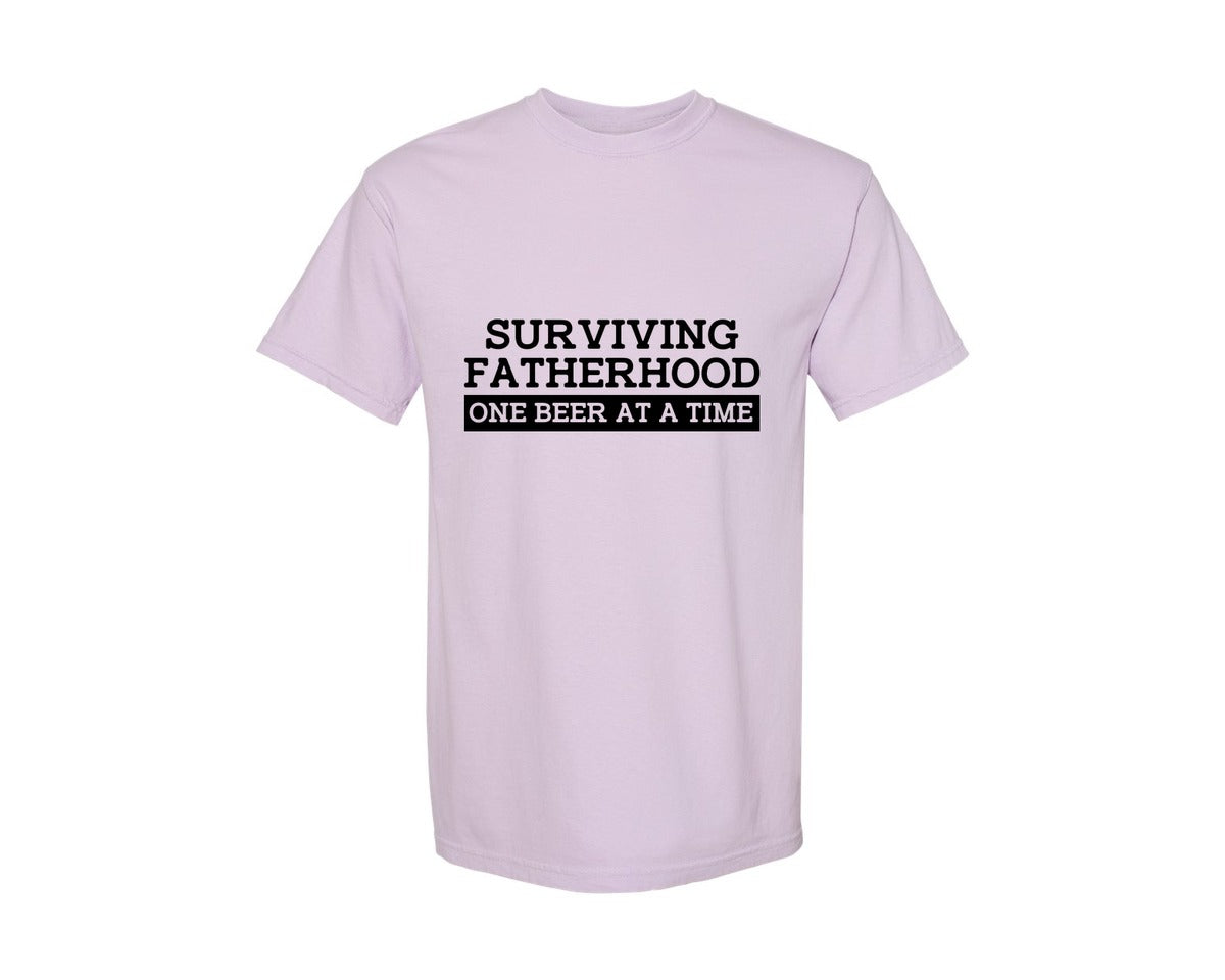 brand:Comfort Colors|color:Orchid|Surviving Fatherhood Mens T Shirt Graphic T-Shirt
