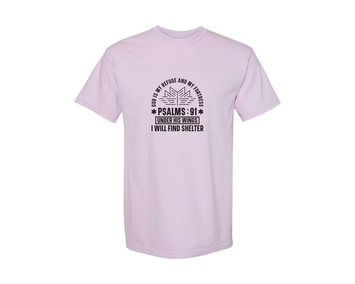 brand:Comfort Colors|color:Orchid|God Is My Refuge Psalms 91 Desi Graphic T-Shirt