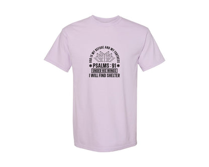 brand:Comfort Colors|color:Orchid|God Is My Refuge Psalms 91 Desi Graphic T-Shirt