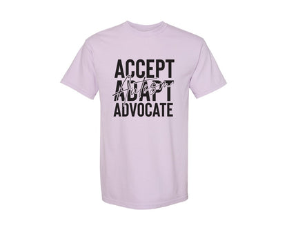 brand:Comfort Colors|color:Orchid|Accept Adapt Advocate Autism Graphic T-Shirt