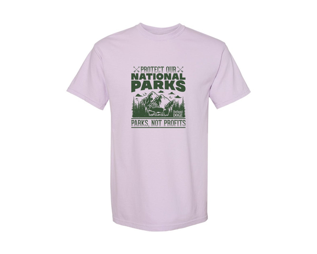 brand:Comfort Colors|color:Orchid|Protect Our National Parks Defund Doge 2 Graphic T-Shirt
