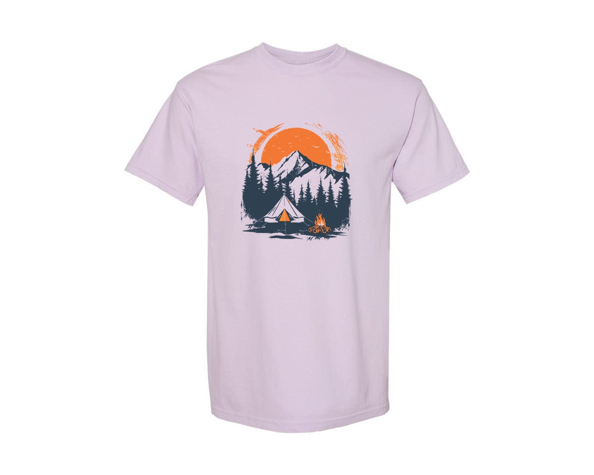 brand:Comfort Colors|color:Orchid|Sunset Camping Adventure T Shirt Design 3 Graphic T-Shirt