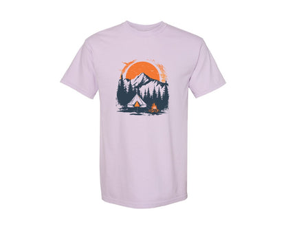 brand:Comfort Colors|color:Orchid|Sunset Camping Adventure T Shirt Design 3 Graphic T-Shirt