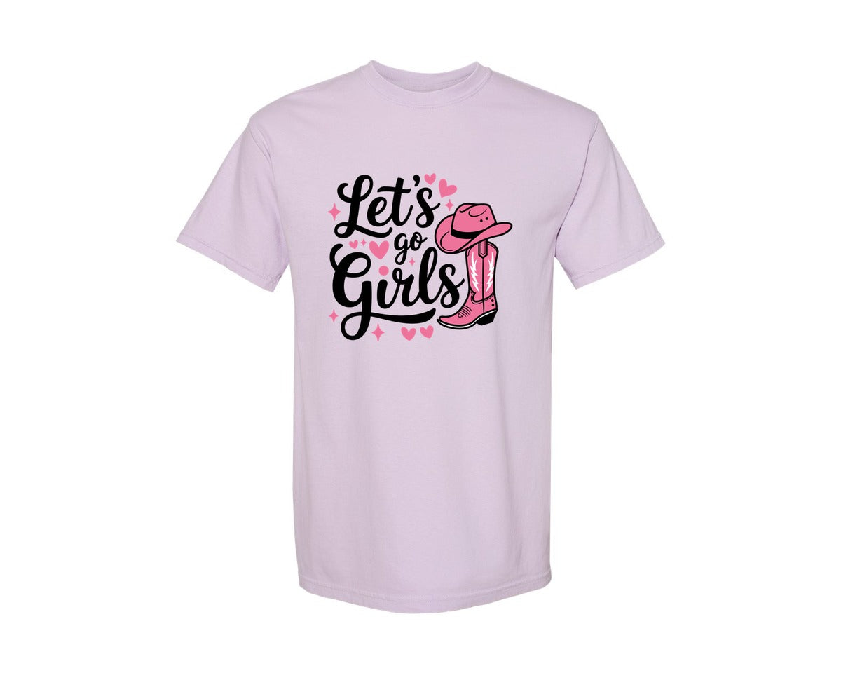 brand:Comfort Colors|color:Orchid|Lets Go Girls Western Cowgirl Graphic T-Shirt