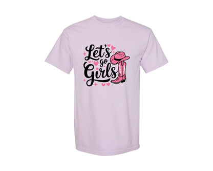 brand:Comfort Colors|color:Orchid|Lets Go Girls Western Cowgirl Graphic T-Shirt