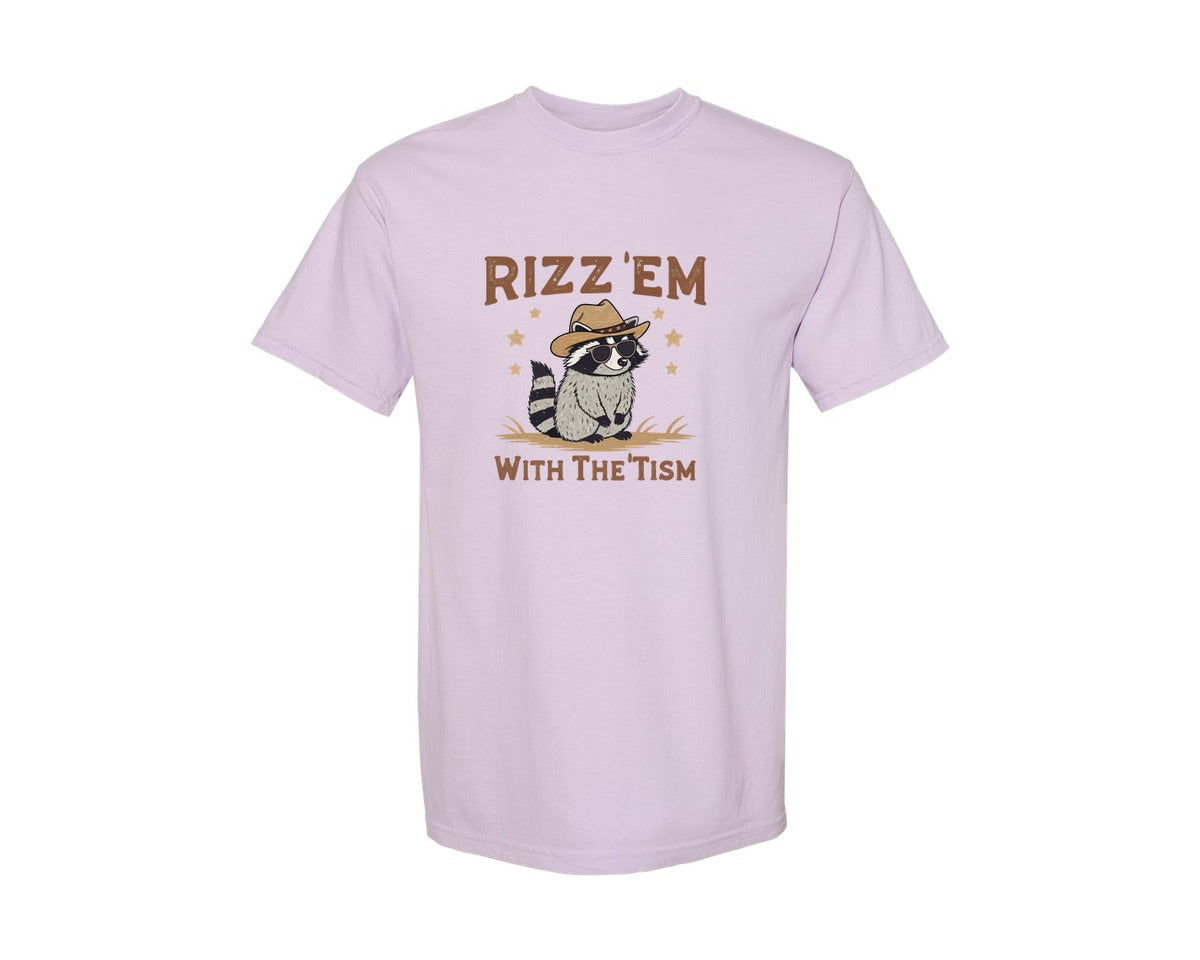 brand:Comfort Colors|color:Orchid|Raccoon Funny Raccoon Rizz Em Graphic T-Shirt