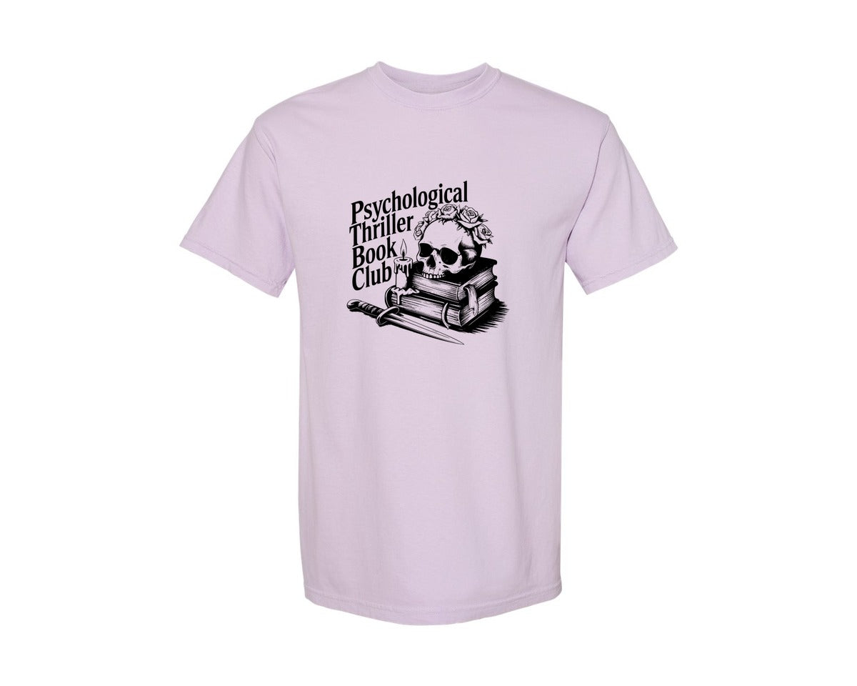 brand:Comfort Colors|color:Orchid|Psychological Thriller Book Club T S Graphic T-Shirt