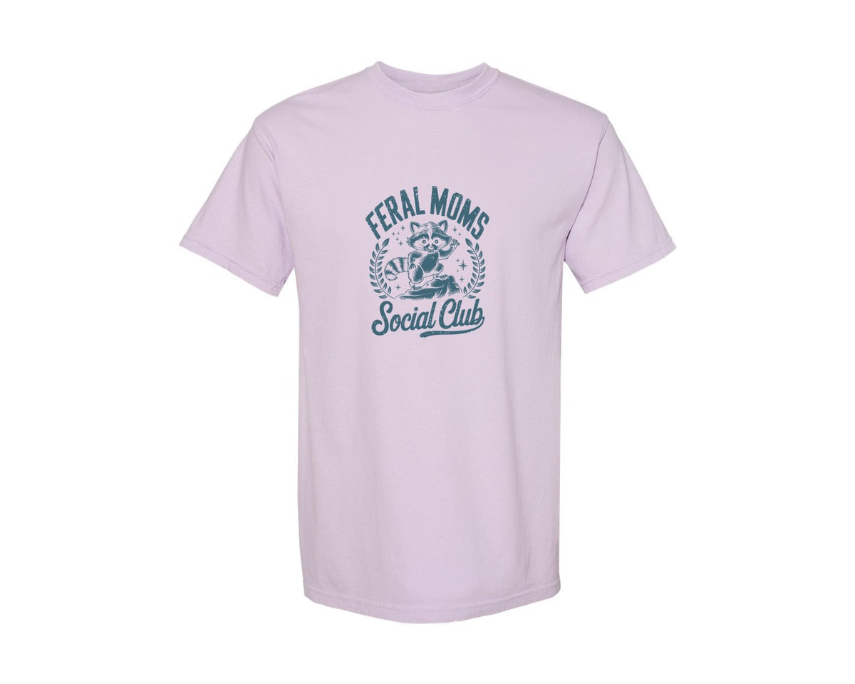 brand:Comfort Colors|color:Orchid|Funny Mothers Day Raccoon Mama Feral Mom Graphic T-Shirt